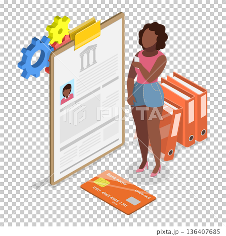 3D Isometric Flat  Illustration of Contactless Payment. Item 1 136407685