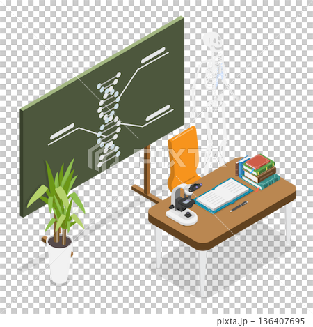 3D Isometric Flat Illustration of Classroom set in School. Item 3 3D Isometric Flat Illustration of Classroom set in School. Item 3 136407695