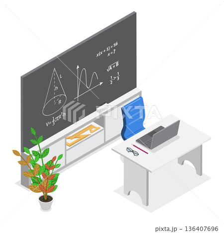 3D Isometric Flat Illustration of Classroom...のイラスト素材 [136407696] - PIXTA