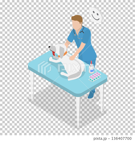 3D Isometric Flat  Illustration of Pet Lovers. Item 6 136407700