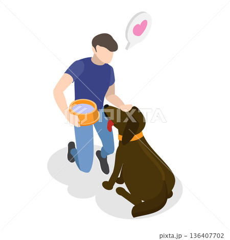 3D Isometric Flat  Illustration of Pet Lovers. Item 4 136407702