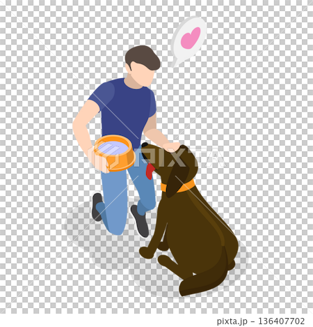 3D Isometric Flat  Illustration of Pet Lovers. Item 4 136407702