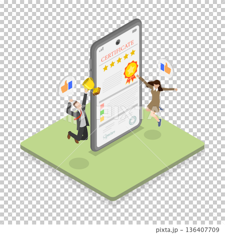 3D Isometric Flat Illustration of Approve Checklist. Item 2 3D Isometric Flat Illustration of Approve Checklist. Item 2 136407709