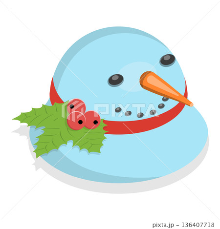 3D Isometric Flat  Illustration of Christmas Holiday Hats. Item 4 136407718