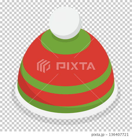 3D Isometric Flat Illustration of Christmas Holiday Hats. Item 1 3D Isometric Flat Illustration of Christmas Holiday Hats. Item 1 136407721