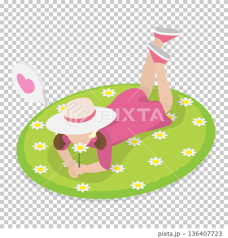 3D Isometric Flat  Illustration of Happy Children Havin Fun. Item 3 136407723