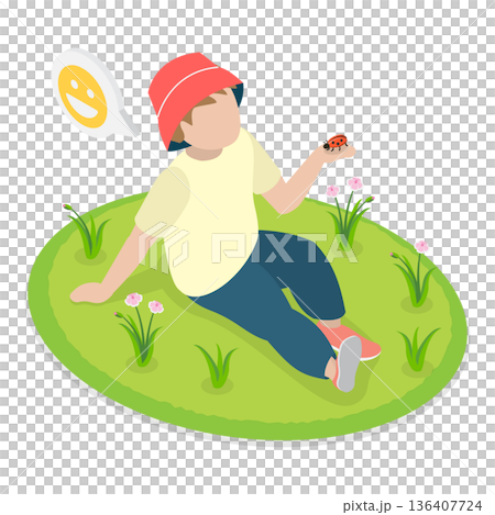 3D Isometric Flat Illustration of Happy Children Havin Fun. Item 2 3D Isometric Flat Illustration of Happy Children Havin Fun. Item 2 136407724