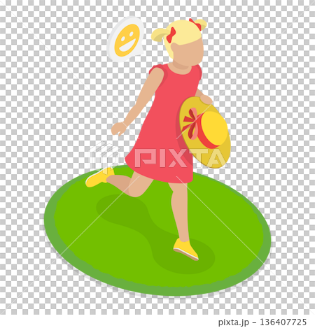 3D Isometric Flat Illustration of Happy Children Havin Fun. Item 1 3D Isometric Flat Illustration of Happy Children Havin Fun. Item 1 136407725
