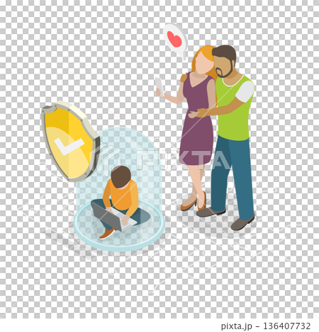 3D Isometric Flat Illustration of Internet Cyber Safety. Item 5 3D Isometric Flat Illustration of Internet Cyber Safety. Item 5 136407732