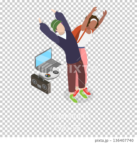 3D Isometric Flat  Illustration of Generations Comparison. Item 3 136407740