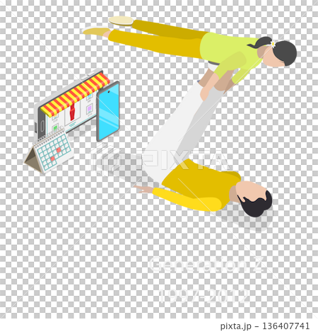 3D Isometric Flat  Illustration of Generations Comparison. Item 2 136407741