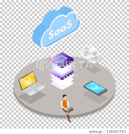 3D Isometric Flat  Illustration of Online Data Storage. Item 3 136407743