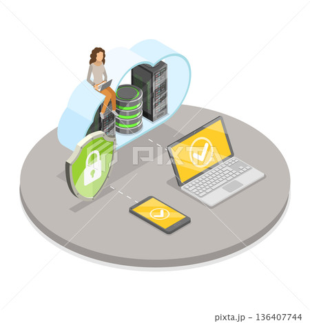 3D Isometric Flat Illustration of Online Data Storage. Item 2 3D Isometric Flat Illustration of Online Data Storage. Item 2 136407744