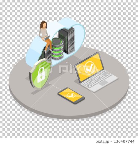 3D Isometric Flat Illustration of Online Data Storage. Item 2 3D Isometric Flat Illustration of Online Data Storage. Item 2 136407744
