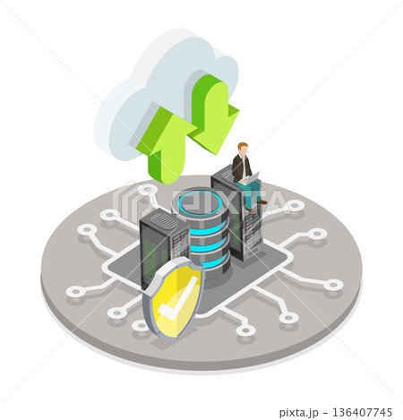 3D Isometric Flat Illustration of Online Data Storage. Item 1 3D Isometric Flat Illustration of Online Data Storage. Item 1 136407745