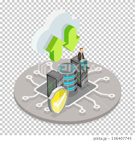 3D Isometric Flat Illustration of Online Data Storage. Item 1 3D Isometric Flat Illustration of Online Data Storage. Item 1 136407745