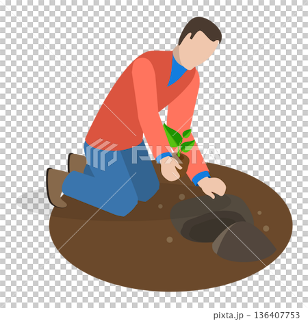 3D Isometric Flat Illustration of Home Garden. Item 2 3D Isometric Flat Illustration of Home Garden. Item 2 136407753