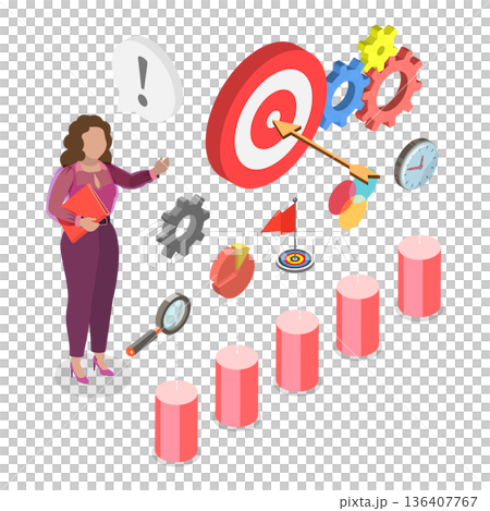 3D Isometric Flat  Illustration of Key Performance Indicators. Item 3 136407767