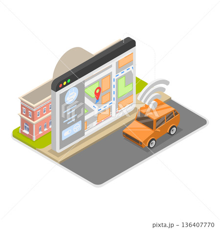 3D Isometric Flat  Illustration of Driver Assistant System. Item 3 136407770