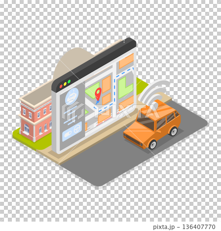 3D Isometric Flat  Illustration of Driver Assistant System. Item 3 136407770