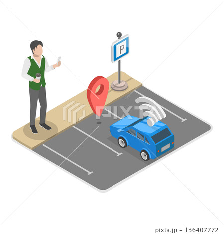 3D Isometric Flat Illustration of Driver Assistant System. Item 1 3D Isometric Flat Illustration of Driver Assistant System. Item 1 136407772