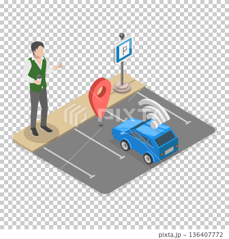 3D Isometric Flat Illustration of Driver Assistant System. Item 1 3D Isometric Flat Illustration of Driver Assistant System. Item 1 136407772