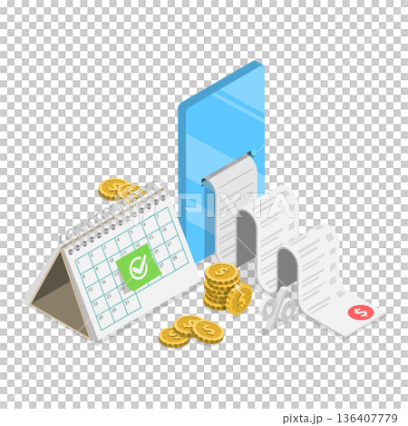3D Isometric Flat  Illustration of Tech and Accounting. Item 3 136407779