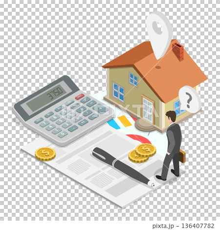 3D Isometric Flat  Illustration of Real Estate. Item 3 136407782