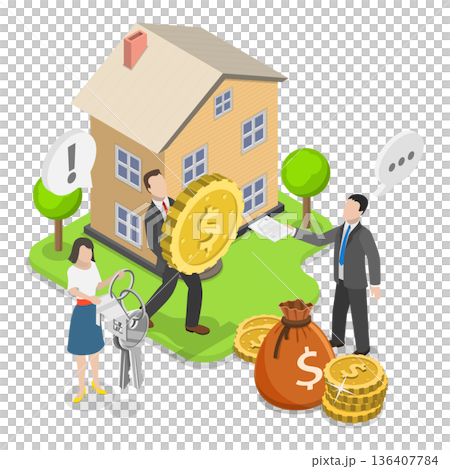3D Isometric Flat  Illustration of Real Estate. Item 1 136407784