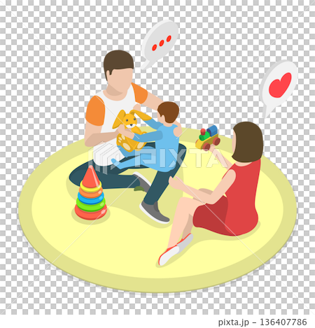 3D Isometric Flat  Illustration of Secure Environment for Children. Item 2 136407786