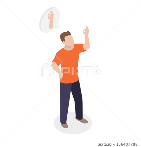 3D Isometric Flat  Illustration of Hand Gestures Set. Item 4 136407788