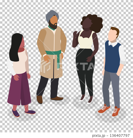 3D Isometric Flat  Illustration of Human Diversity. Item 3 136407797
