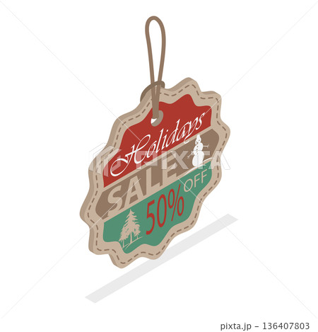 3D Isometric Flat Illustration of Winter Holiday Decoration. Item 5 3D Isometric Flat Illustration of Winter Holiday Decoration. Item 5 136407803