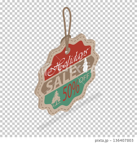 3D Isometric Flat Illustration of Winter Holiday Decoration. Item 5 3D Isometric Flat Illustration of Winter Holiday Decoration. Item 5 136407803