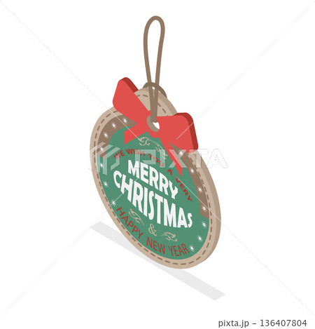 3D Isometric Flat  Illustration of Winter Holiday Decoration. Item 4 136407804