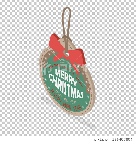 3D Isometric Flat  Illustration of Winter Holiday Decoration. Item 4 136407804