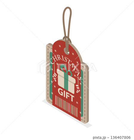 3D Isometric Flat Illustration of Winter Holiday Decoration. Item 2 3D Isometric Flat Illustration of Winter Holiday Decoration. Item 2 136407806