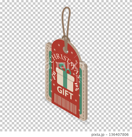 3D Isometric Flat Illustration of Winter Holiday Decoration. Item 2 3D Isometric Flat Illustration of Winter Holiday Decoration. Item 2 136407806