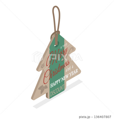 3D Isometric Flat Illustration of Winter Holiday Decoration. Item 1 3D Isometric Flat Illustration of Winter Holiday Decoration. Item 1 136407807