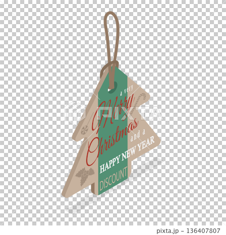 3D Isometric Flat Illustration of Winter Holiday Decoration. Item 1 3D Isometric Flat Illustration of Winter Holiday Decoration. Item 1 136407807
