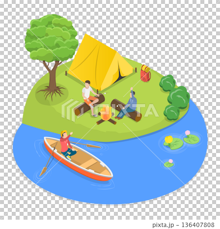 3D Isometric Flat Illustration of Summer Activities. Item 3 3D Isometric Flat Illustration of Summer Activities. Item 3 136407808