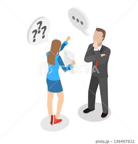 3D Isometric Flat  Illustration of Layoff, Staff Reduction. Item 2 136407812