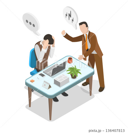 3D Isometric Flat Illustration of Layoff, Staff Reduction. Item 1 3D Isometric Flat Illustration of Layoff, Staff Reduction. Item 1 136407813