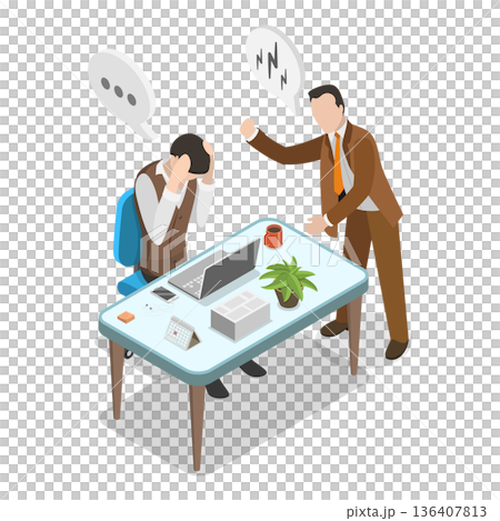3D Isometric Flat  Illustration of Layoff, Staff Reduction. Item 1 136407813