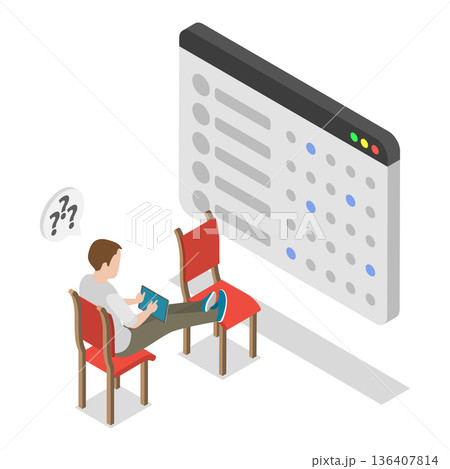 3D Isometric Flat  Illustration of Company Strategy Conference. Item 3 136407814