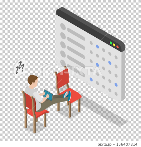 3D Isometric Flat  Illustration of Company Strategy Conference. Item 3 136407814