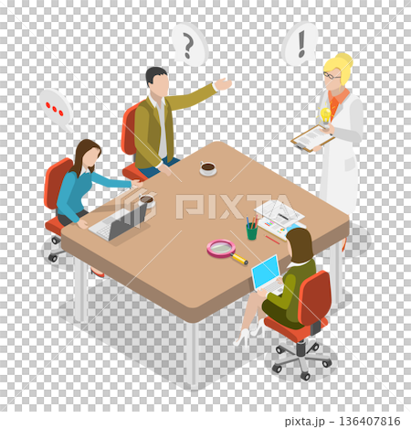 3D Isometric Flat  Illustration of Company Strategy Conference. Item 1 136407816