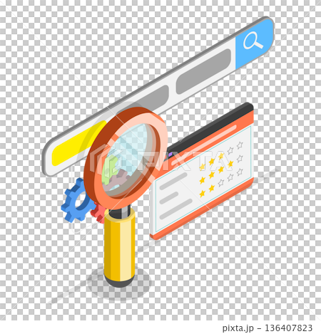 3D Isometric Flat  Illustration of SEO Analysis. Item 3 136407823