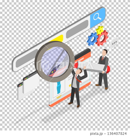 3D Isometric Flat  Illustration of SEO Analysis. Item 2 136407824