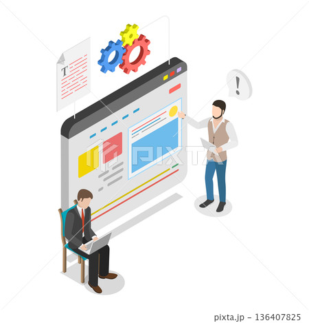 3D Isometric Flat  Illustration of SEO Analysis. Item 1 136407825